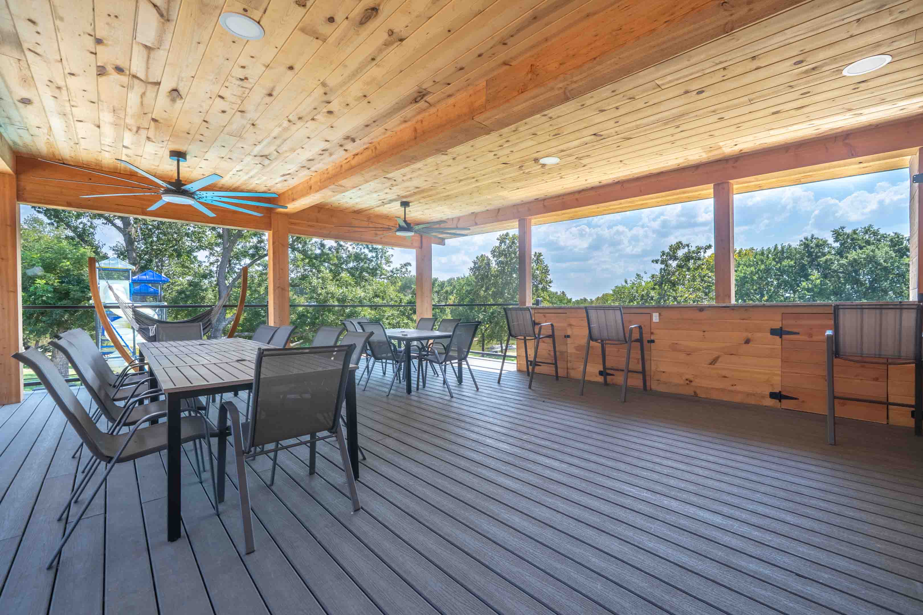 Covered dining deck with hammock